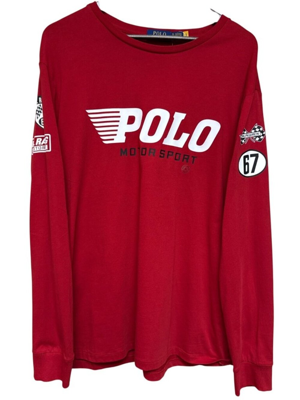 Polo Ralph Lauren Motorsport Long Sleeve T Shirt Men's XL Red Racing Cotton NWT - Picture 2 of 12